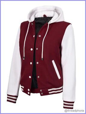 Women's Hooded Varsity Jacket Letterman Bomber Fleece